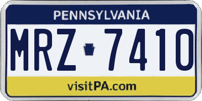 PA license plate MRZ7410