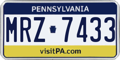 PA license plate MRZ7433
