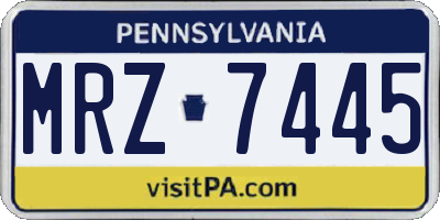 PA license plate MRZ7445