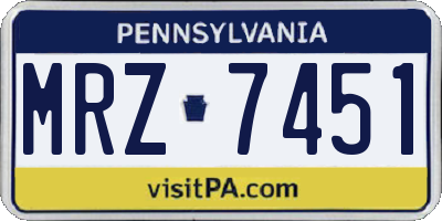 PA license plate MRZ7451