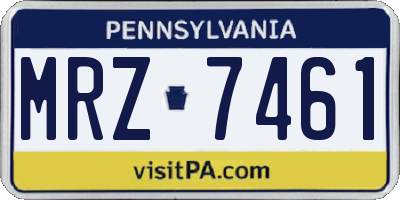 PA license plate MRZ7461