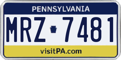 PA license plate MRZ7481