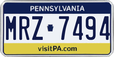 PA license plate MRZ7494