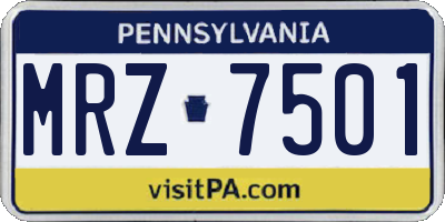 PA license plate MRZ7501
