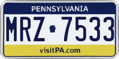PA license plate MRZ7533