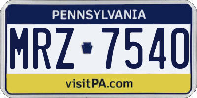 PA license plate MRZ7540
