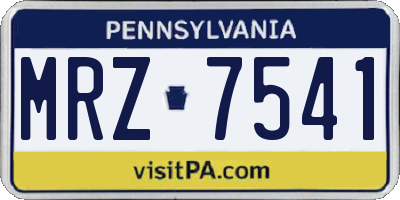 PA license plate MRZ7541