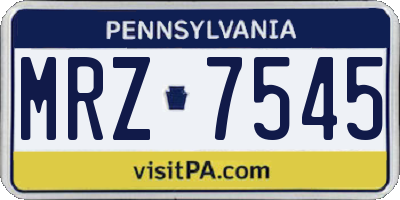 PA license plate MRZ7545