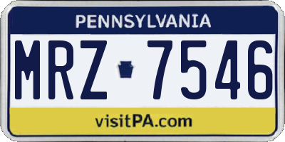 PA license plate MRZ7546