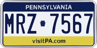 PA license plate MRZ7567