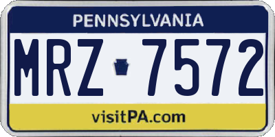 PA license plate MRZ7572
