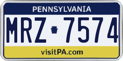 PA license plate MRZ7574