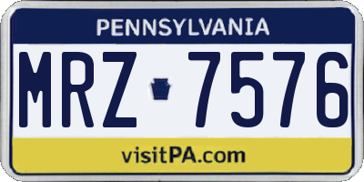 PA license plate MRZ7576