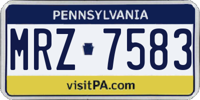 PA license plate MRZ7583