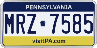 PA license plate MRZ7585