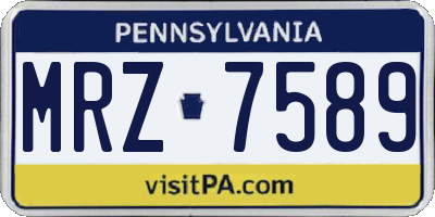 PA license plate MRZ7589