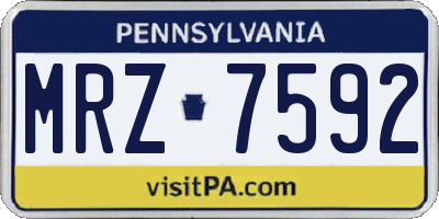 PA license plate MRZ7592
