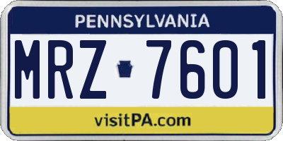 PA license plate MRZ7601