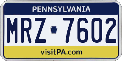 PA license plate MRZ7602