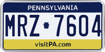 PA license plate MRZ7604