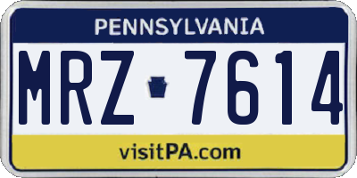 PA license plate MRZ7614