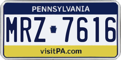 PA license plate MRZ7616