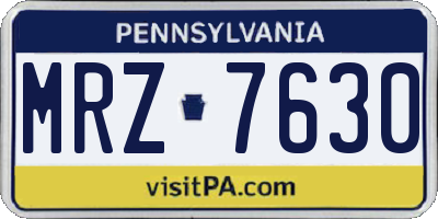PA license plate MRZ7630