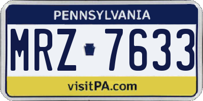 PA license plate MRZ7633