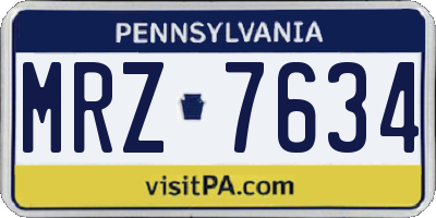 PA license plate MRZ7634