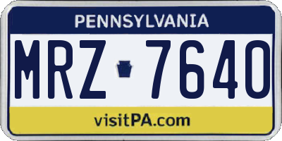 PA license plate MRZ7640