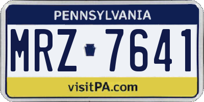 PA license plate MRZ7641