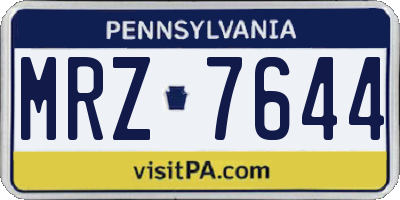 PA license plate MRZ7644