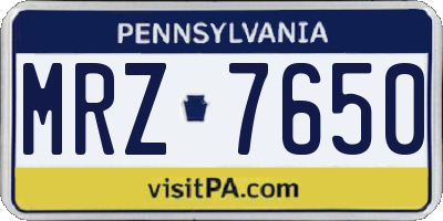 PA license plate MRZ7650