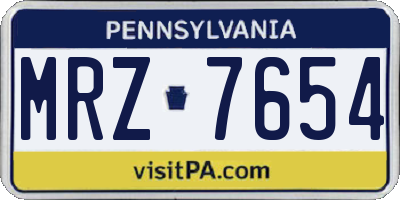 PA license plate MRZ7654