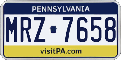 PA license plate MRZ7658