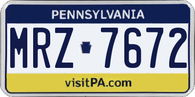 PA license plate MRZ7672