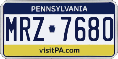 PA license plate MRZ7680