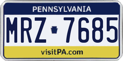 PA license plate MRZ7685