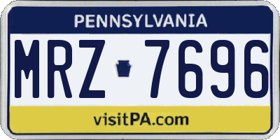 PA license plate MRZ7696