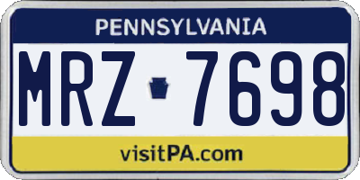 PA license plate MRZ7698