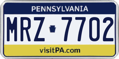PA license plate MRZ7702