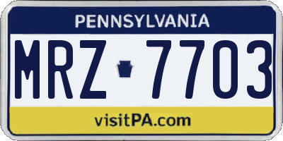 PA license plate MRZ7703