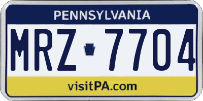 PA license plate MRZ7704