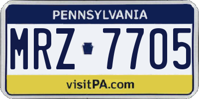 PA license plate MRZ7705