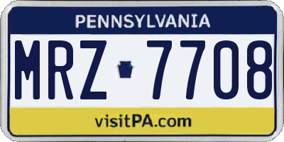 PA license plate MRZ7708
