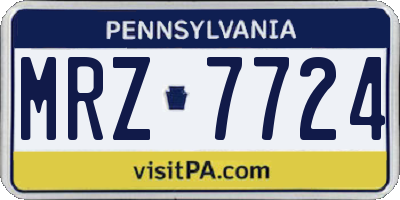 PA license plate MRZ7724