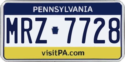 PA license plate MRZ7728