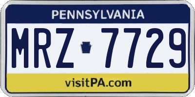 PA license plate MRZ7729
