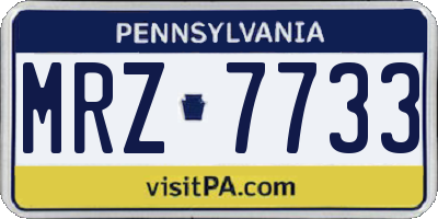 PA license plate MRZ7733
