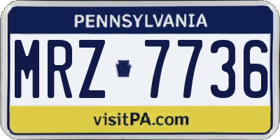 PA license plate MRZ7736
